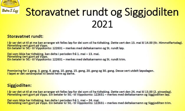 Storavatnet rundt og Siggjodilten 2021